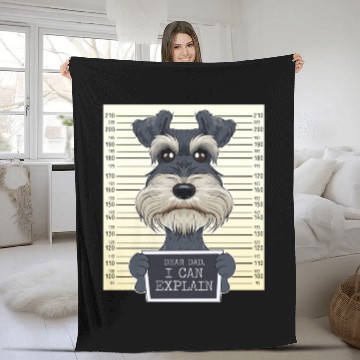 Discover Miniature Schnauzer Dad I Miniature Schnauzer Fleece Blankets