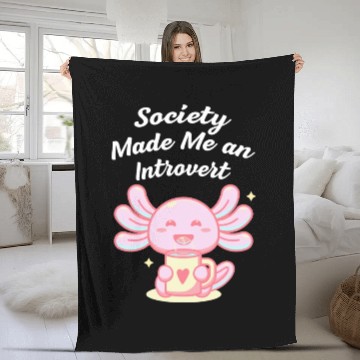 Discover Handcrafted by Society Introvert Sayings Antisocia Fleece Blankets