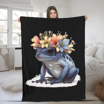 Discover Cute Poison Dart Frog Flower Crown Amphibian Lover Fleece Blankets