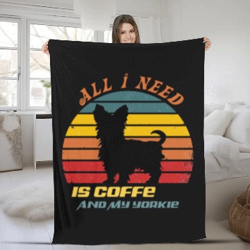Discover all i need is coffee and my yorkie Fleece Blankets