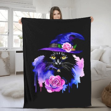 Discover Watercolor Cat Halloween Sublimation Fleece Blankets