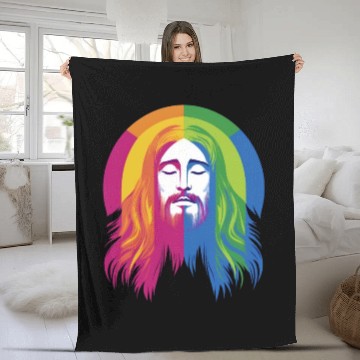 Discover Rainbow Jesus: Embrace Love, Faith, and LGBTQ Fleece Blankets