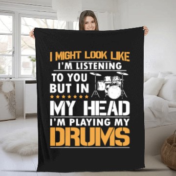 Discover I Might Look Like I'm Listen To You Drummer Fleece Blankets