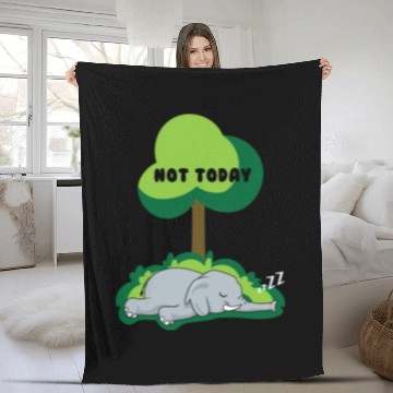 Discover Funny Elephant Nope Not Today Sweet Saying Fleece Blankets