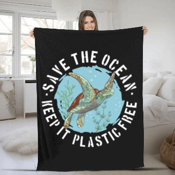 Discover Save The Ocean Keep It Plastic Free Fleece Blankets