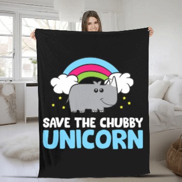 Discover Save The Chubby Unicorn Rhinoceros Cute Rhino Fleece Blankets