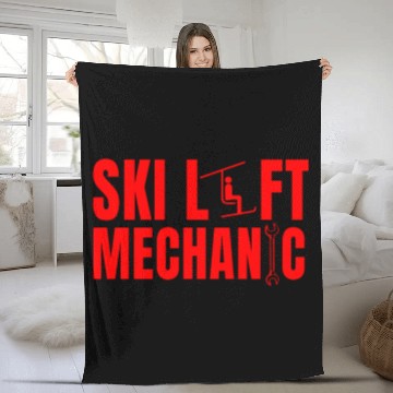 Discover Ski Lift Mechanic Fleece Blankets