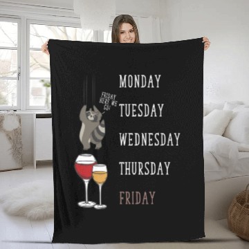 Discover Raccoon Wine Lover Funny Weekend Party Fleece Blankets