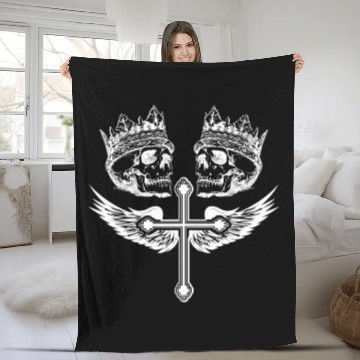 Discover Skull Cross wings Graphic Fleece Blankets