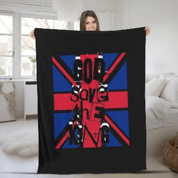 Discover God Save The King Charles British Royal Punk Fleece Blankets