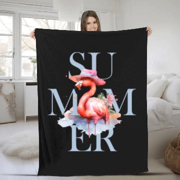 Discover Summer Flamingo Fleece Blankets