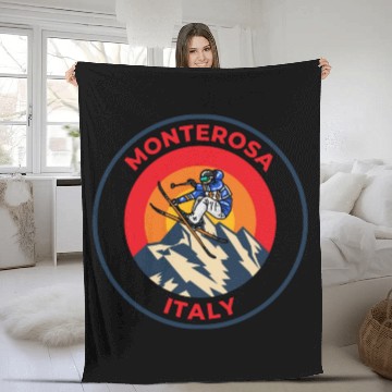 Discover Vintage Cool Skiing in Monterosa Italy Sunset Fleece Blankets
