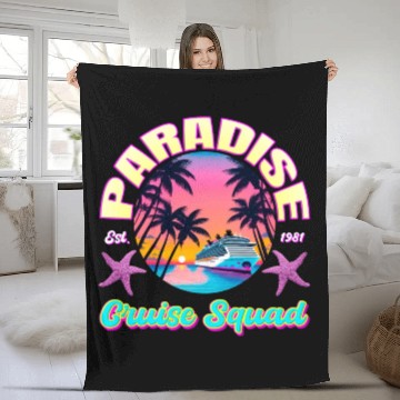 Discover Paradise Cruise Squad: 80's Miami Cruise Ship Fleece Blankets