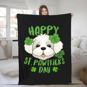 Discover Saint Pawtricks Day Dog Lovers Keepers Pet Owners Fleece Blankets