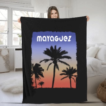 Discover Mayaguez Puerto Rico Sunset Vacation Souvenir Fleece Blankets