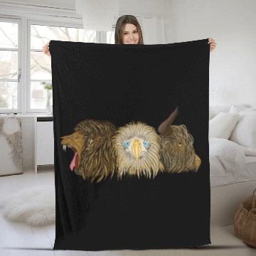 Discover Three wild animals Lion Eagle and Ox Fleece Blankets
