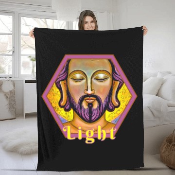 Discover LIGHT Jesus as Buddha Fleece Blankets