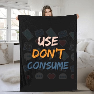 Discover Use Don't Consume - Planet Friendly Graphic Design Fleece Blankets