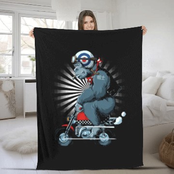 Discover Gorilla Monkey Bike Fleece Blankets