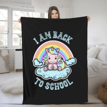 Discover Funny Back to School Kawaii Rainbow Unicorn Fleece Blankets