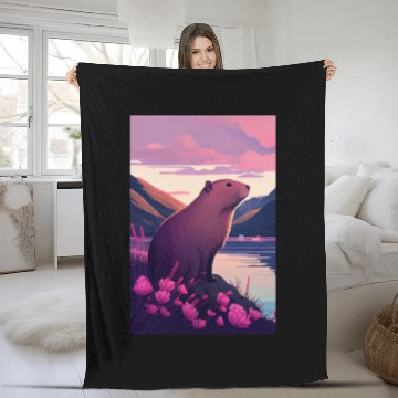 Discover Capybara Nature Capibara Fleece Blankets