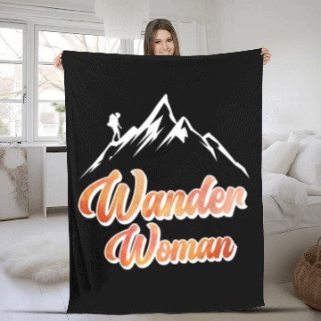 Discover Wanderwoman Hiker Mountaineer Wanderlust Fleece Blankets