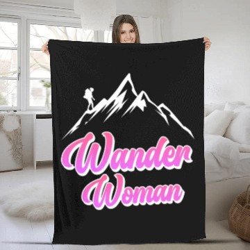 Discover Wanderwoman Hiker Mountaineer Wanderlust Fleece Blankets