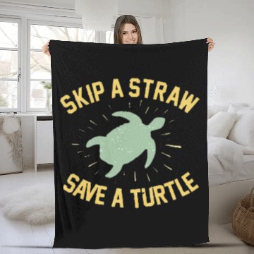 Discover Skip a Straw Save a Turtle Fleece Blankets