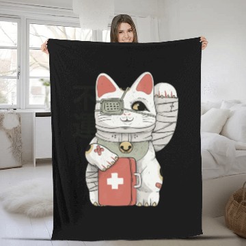 Discover Unlucky White Cat Fleece Blankets