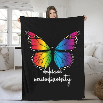 Discover Embrace Neurodiversity Butterfly Autism Awareness Fleece Blankets