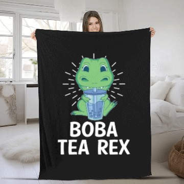 Discover Boba Tea Rex Bubble Tea Lover Boba Tea Drinker Fleece Blankets
