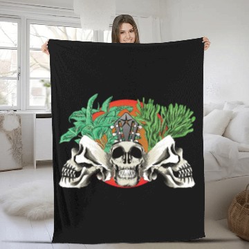 Discover Skull Plant of the blood moon night light Fleece Blankets