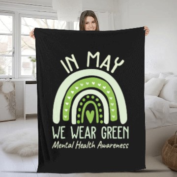 Discover Mental Health Matters We Wear Green Awareness Fleece Blankets