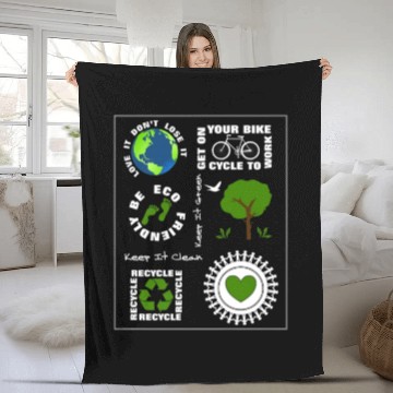 Discover Green Eco Friendly Save Our Planet Earth Fleece Blankets