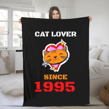 Discover Cat lover since 1995 Fleece Blankets