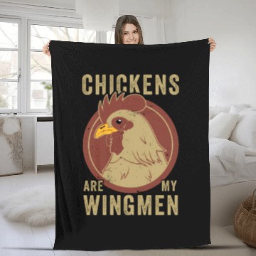 Discover Funny Chicken Farmer Chickens Are My Wingmen Fleece Blankets
