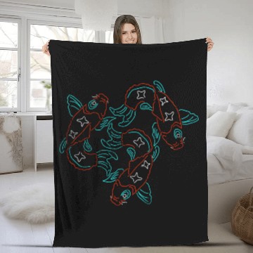 Discover Neon Koi Fish Fleece Blankets