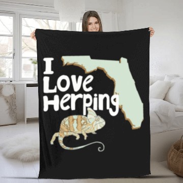 Discover Florida Chameleon I Love Herping Fleece Blankets