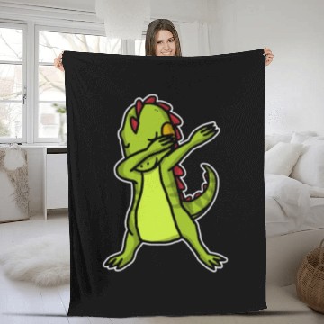 Discover Funny Dabbing Iguana Dab Dance Reptile Lover Fleece Blankets