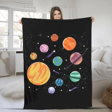 Discover Solar System Planets Science Space Boys Girls Fleece Blankets