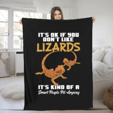 Discover Funny Lizard Pet Smart People Fleece Blankets