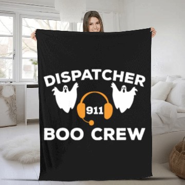 Discover Funny Dispatcher 911 Boo Crew Spooky Halloween Fleece Blankets