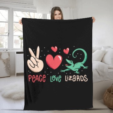 Discover Peace love lizards cute lizard lover quote Fleece Blankets