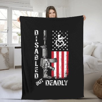 Discover Disabled But Deadly Gun Grandpa US Flag Disability Fleece Blankets