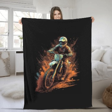 Discover Dirt Bike Offroad Riding Motocross Biker Fleece Blankets