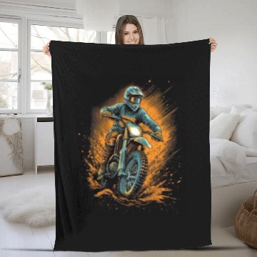 Discover Dirt Bike Offroad Riding Motocross Biker Fleece Blankets