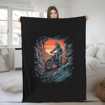 Discover Dirt Bike Rocky Terrain Offroad Biker Motocross Fleece Blankets