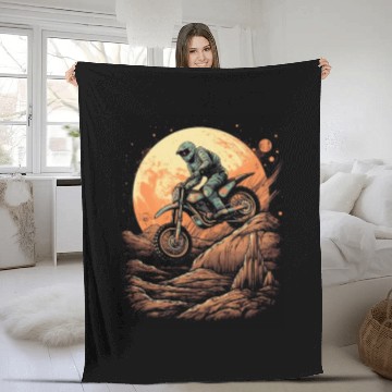 Discover Dirt Bike Moon Motocross Motorcycle Riding Biker Fleece Blankets