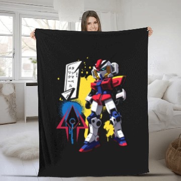 Discover Chibi Mecha: A Cute Cyberpunk Design 10 Fleece Blankets