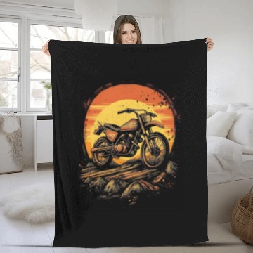 Discover Dirt Bike Motorcycle Motorbike MX Biker Retro Fleece Blankets